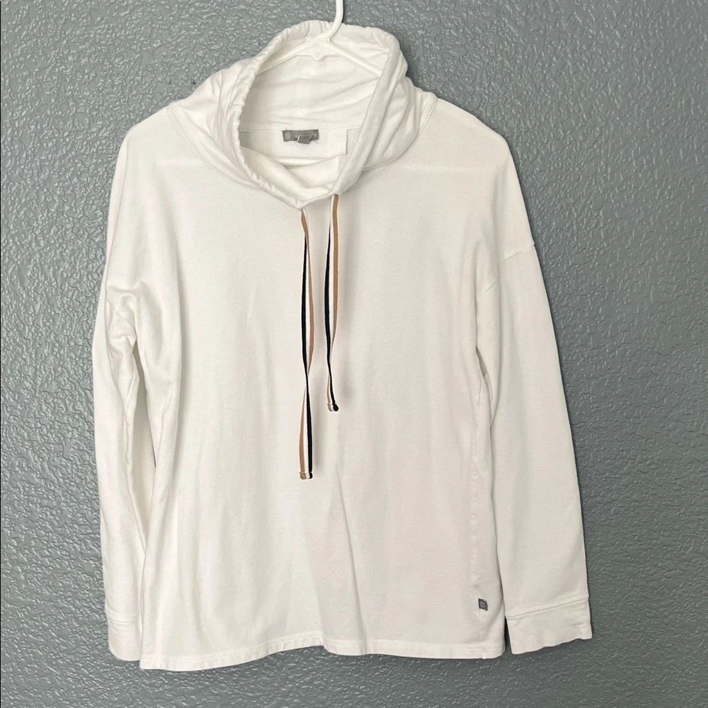 Talbots Classic White Cowl Neck Sweatshirt with drawstring size small